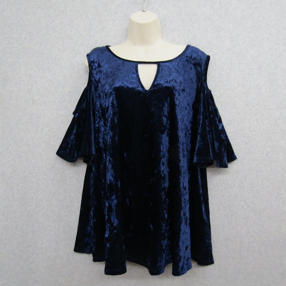 Valerie Steven Womens Blue Top Shirt Plus 2X Short Sleeve Casual Chic Ladies